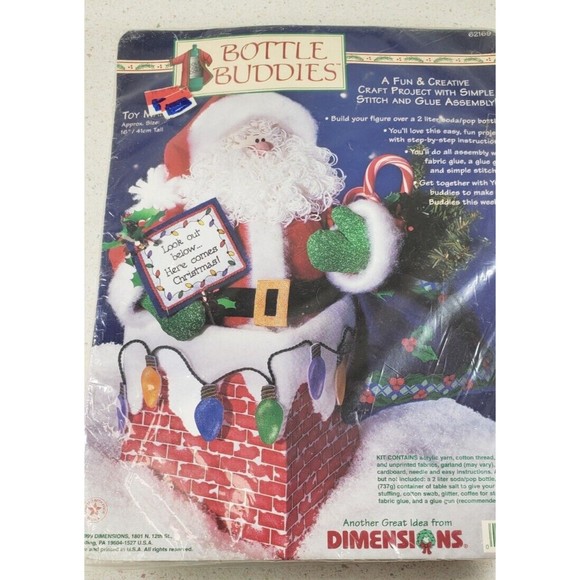 VTG Dimensions "Toy Man" Bottle Buddy Felt Applique Kit Santa Christmas #62169 - Picture 3 of 15